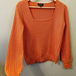 Jessica Simpson Knit Summer Sweater Orange Dopamine Y2K Preppy‎ Light Size S